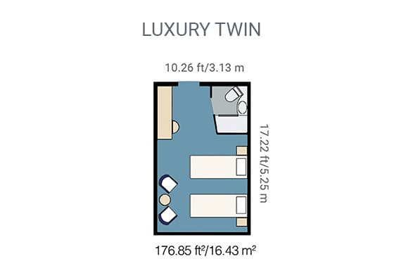 Map of Yacht La Pinta's luxury twin cabin