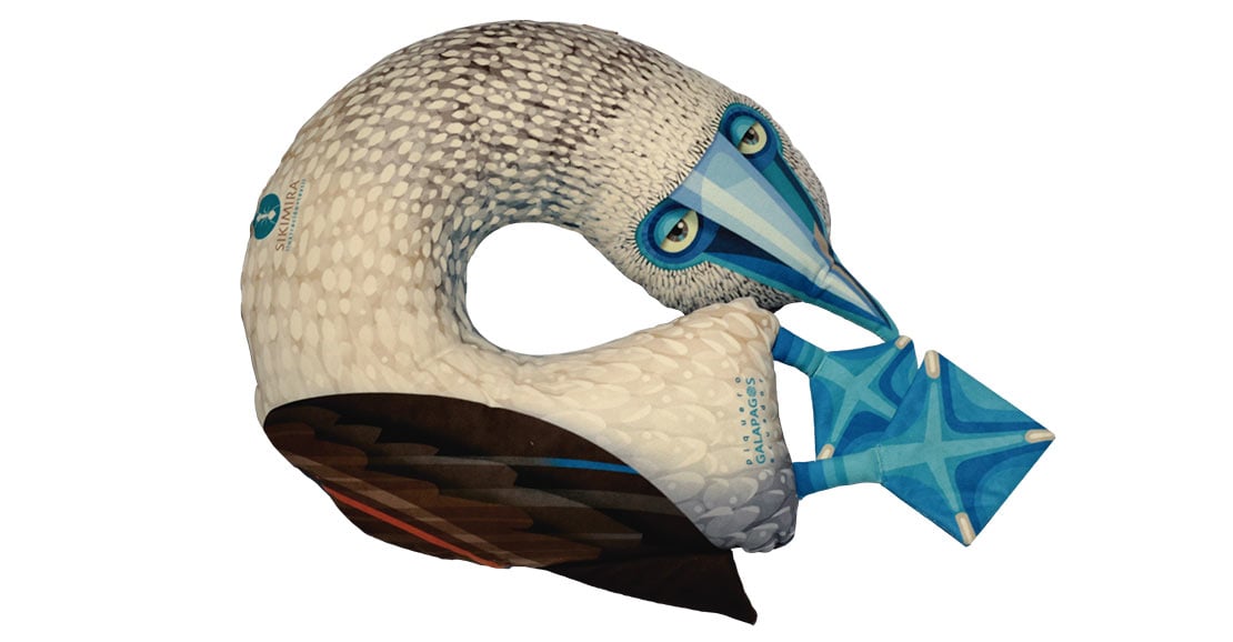 Blue-footed booby neck pillow